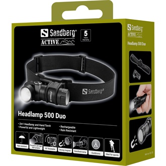 Sandberg Headlamp 500 Duo IP44 500lm vízálló fehér LED fejlámpa