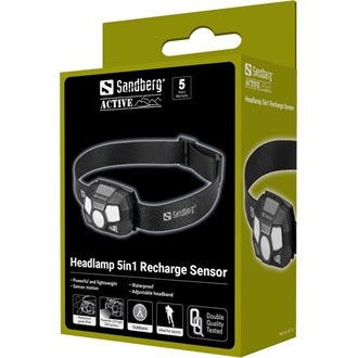 Sandberg Headlamp 5in1 Recharge Sensor 200lm vízálló LED fejlámpa