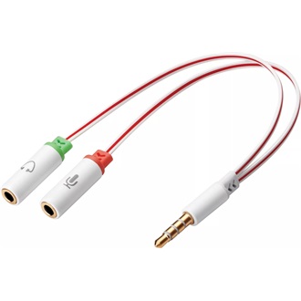 Sandberg Jack stereo 3,5mm (4pin) -> 2db Jack stereo 3,5mm M/F adapter 0.15m fehér