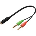 Sandberg Jack stereo 3,5mm (4pin) -> 2db Jack stereo 3,5mm M/F adapter 0.15m fekete