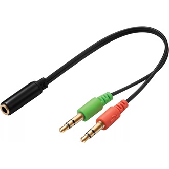 Sandberg Jack stereo 3,5mm (4pin) -> 2db Jack stereo 3,5mm M/F adapter 0.15m fekete