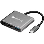 Sandberg 136-00 Mini Dock 3-port USB-C dokkoló ezüst