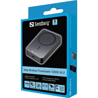 Sandberg Mag Wireless Alu 10000mAh Li powerbank szürke