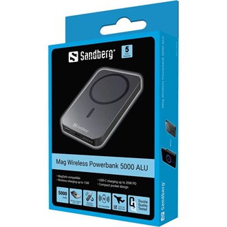 Sandberg Mag Wireless Alu 5000mAh Li powerbank szürke