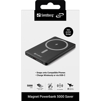 Sandberg Magnet 5000 Saver 5000mAh Li powerbank szürke (Qi)