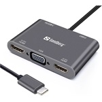 Sandberg Multi-monitor Dock 5-port 100W USB-C dokkoló szürke