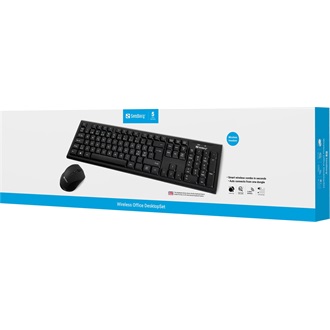 Sandberg Officce Desktop Set vezeték nélküli angol (US) membrán billentyűzet + egér fekete