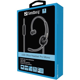Sandberg Office Headset Pro Mono fejhallgató headset fekete