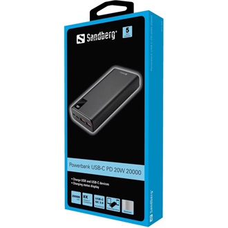 Sandberg PD20W 20000mAh Li-ion powerbank fekete (QC3.0)