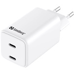 Sandberg PD65W Dual 65W univerzális hálózati töltő adapter fehér (GaN III)