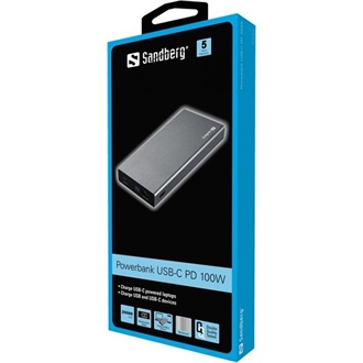 Sandberg PD 100W 20000mAh Li-ion powerbank szürke