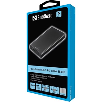Sandberg PD 38400 38400mAh powerbank fekete