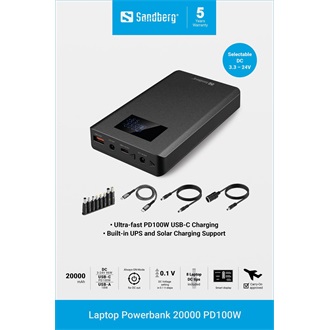 Sandberg Saver PD100W 20000mAh powerbank fekete
