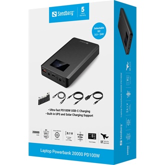Sandberg Saver PD100W 20000mAh powerbank fekete