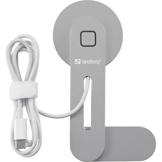 Sandberg ScreenMount Magnet Charger 15W univerzális vezeték nélküli töltő adapter / autós tartó szürke-fehér (Qi, QC3.0)