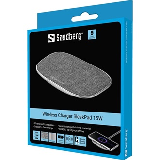 Sandberg Sleekpad Qi1.2 15W telefon vezeték nélküli töltő adapter szürke
