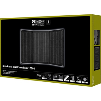 Sandberg SolarPanel 10000mAh LiPo vízálló napelemes powerbank fekete IP67