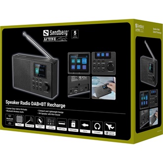 Sandberg Speaker Radio DAB+BT Recharge hordozható 1.0 rádió