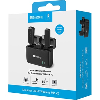 Sandberg Streamer Mic x2 gaming mikrofon fekete