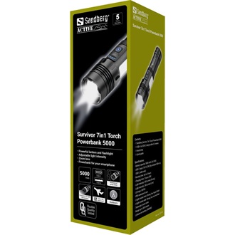 Sandberg Survivor 7-in-1 Torch 5000mAh Li-ion powerbank fekete