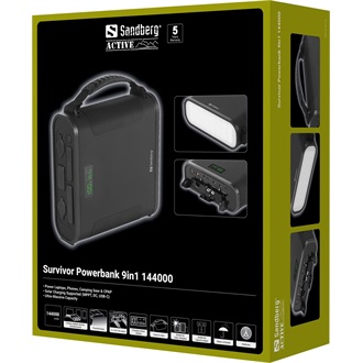 Sandberg Survivor 9-in-1 14400mAh LifePO4 ütésálló vízálló powerbank fekete