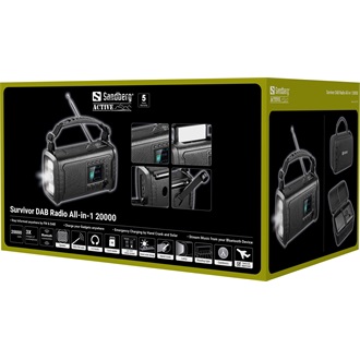Sandberg Survivor All-in-1 20000 IP53 hordozható 1.0 rádió/powerbank