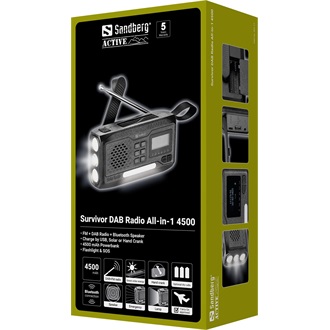 Sandberg Survivor DAB Radio All-in-1 4500 hordozható 1.0 rádió
