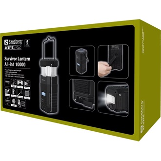 Sandberg Survivor Lantern All-in1 10000mAh vízálló powerbank fekete IPX5