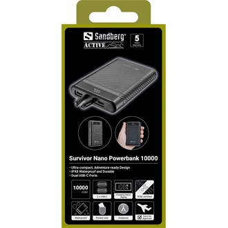 Sandberg Survivor Nano 10000mAh Li-ion vízálló powerbank szürke