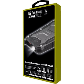 Sandberg Survivor PD20W 10000mAh ütésálló vízálló powerbank fekete-szürke (IP66)