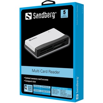 Sandberg USB2.0 SD, microSD, XD, MS, CF, MMC kártyaolvasó fehér-fekete