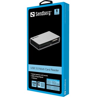 Sandberg USB3.0 SD, microSD, XD, MS, CF, MMC, M2 kártyaolvasó fehér-fekete