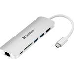 Sandberg USB-C dokkoló ezüst-fehér