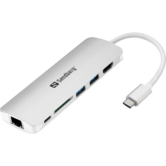 Sandberg USB-C dokkoló ezüst-fehér