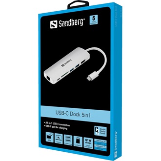 Sandberg USB-C dokkoló ezüst-fehér