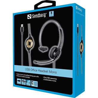 Sandberg USB Office Mono fejhallgató headset fekete