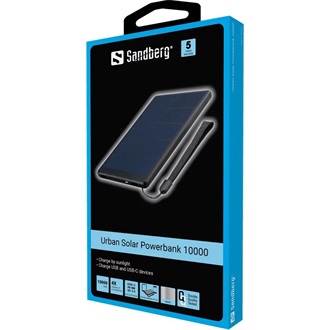 Sandberg Urban Solar 10000 10000mAh powerbank fekete (QC3.0, PD)
