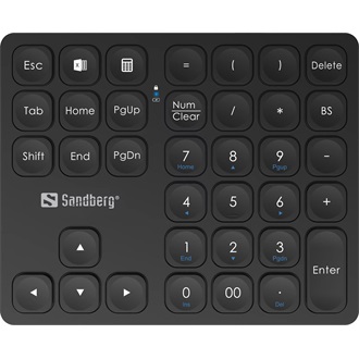Sandberg Wireless Numeric Keypad Pro Bluetooth / vezeték nélküli membrán numerikus billentyűzet fekete