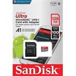 Sandisk 128GB Ultra Android UHS-1 Class10 A1 microSDXC memóriakártya BOX piros-szürke