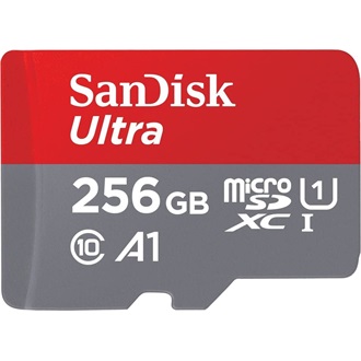 Sandisk 256GB Ultra Android UHS-1 Class10 A1 microSDXC memóriakártya BOX piros-szürke
