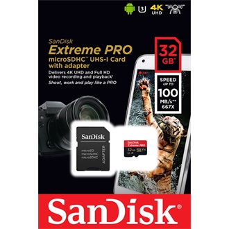 Sandisk 32GB Extreme Pro Class 10 UHS-1 microSDHC memóriakártya