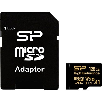 Silicon Power 128GB Golden Series High Endurance UHS-1 Class10 U3 V30 A1 vízálló ütésálló microSDXC memóriakártya BOX fe