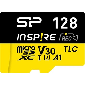 Silicon Power 128GB Inspire (+adapter) UHS-1 Class10 U3 V30 A2 vízálló ütésálló microSDXC memóriakártya BOX fekete-sárga