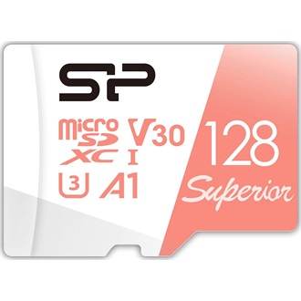 Silicon Power 128GB Superior UHS-1 Class10 U3 V30 A1 vízálló ütésálló microSDXC memóriakártya BOX fehér