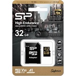 Silicon Power 32GB Golden High Endurance (+adapter) UHS-1 Class10 U3 V30 A1 vízálló ütésálló microSDXC memóriakártya BOX