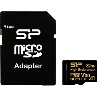 Silicon Power 32GB Golden High Endurance (+adapter) UHS-1 Class10 U3 V30 A1 vízálló ütésálló microSDXC memóriakártya BOX