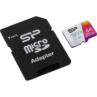 Silicon Power 64GB Elite UHS-1 Class10 U1 V10 A1 vízálló ütésálló microSDXC memóriakártya BOX fehér