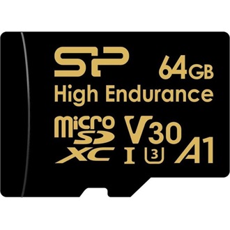 Silicon Power 64GB Golden Series High Endurance UHS-1 Class10 U3 V30 A1 vízálló ütésálló microSDXC memóriakártya BOX fek