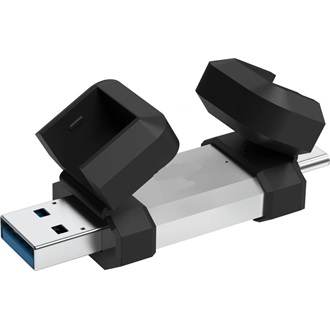 Silicon Power 64GB Mobile C51 ütésálló USB-A 3.2 Gen 1 / USB-C pendrive BOX ezüst-fekete