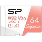 Silicon Power 64GB Superior UHS-1 Class10 U3 V30 A1 vízálló ütésálló microSDXC memóriakártya BOX fehér